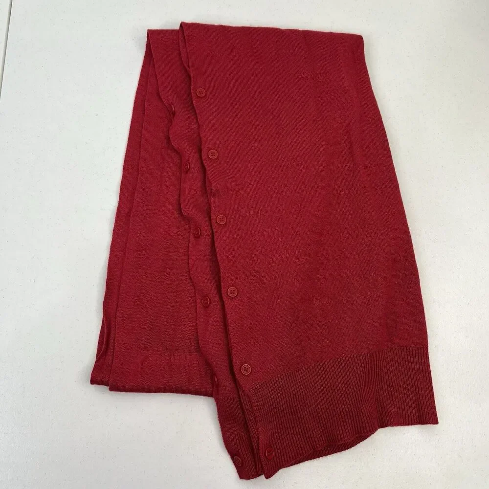 Dragonfly Red Knit Bamboo Scarf Wear 6 Different Ways Buttons Birch Wood Trading